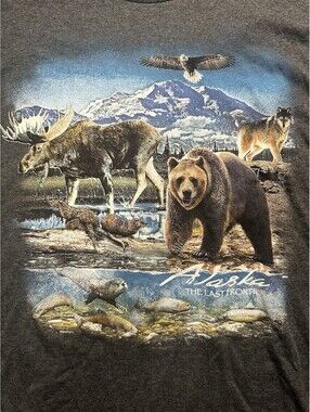 Alaska T Shirt 2XL Delta Pro Weight Bear Moose Wolf Eagle Nature Graphic